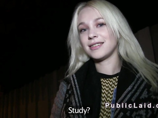 Sexy Russian blonde has public fuck video